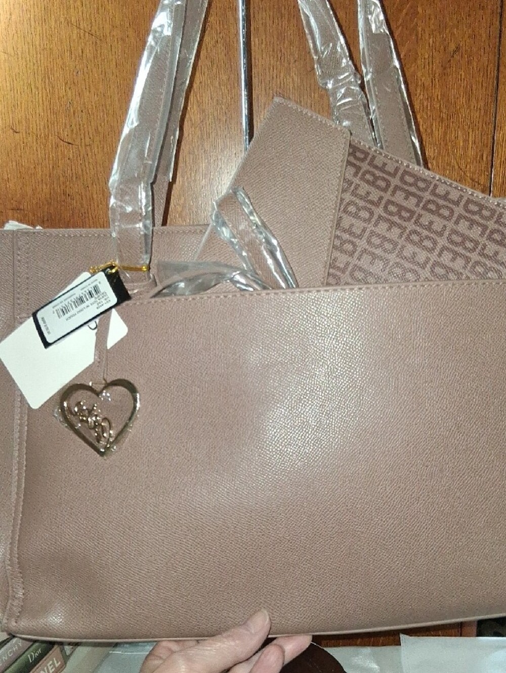 bebe Mauve Taupe Tote with Matching Wristlet NWT - Picture 8 of 9